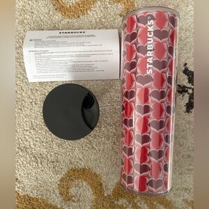 Starbucks Pink and Red Heart Tumbler